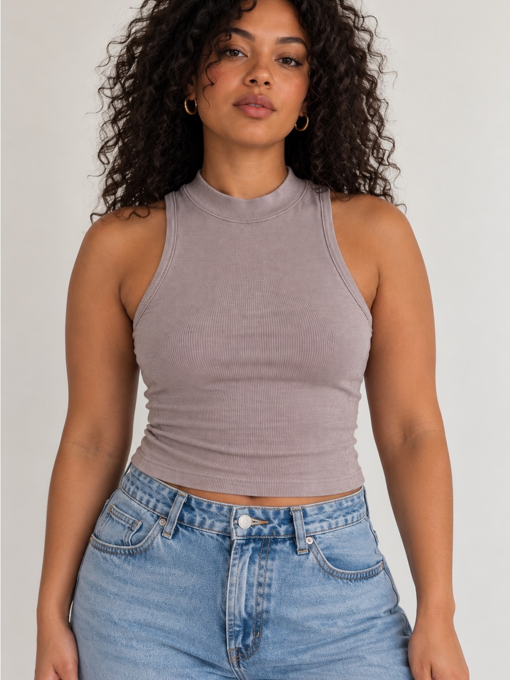 SKIMS - CottonRib Mock neck Tank | Mauve Taupe | size XL